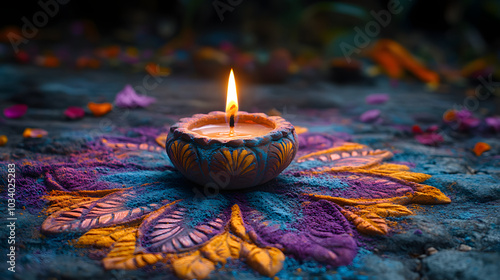 Beautiful Diwali-Themed Aesthetic Background with Traditional Lanterns 