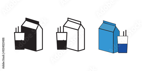 Milk icon or logo illustration outline black style And Simple coffee-related vector line icons