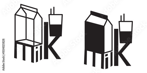 Milk icon or logo illustration outline black style And Simple coffee-related vector line icons