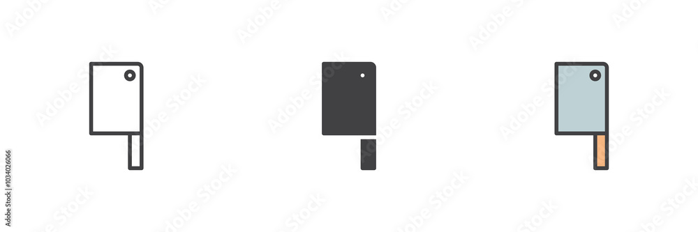 Cleaver or hatchet different style icon set Cleaver or hatchet different style icon set