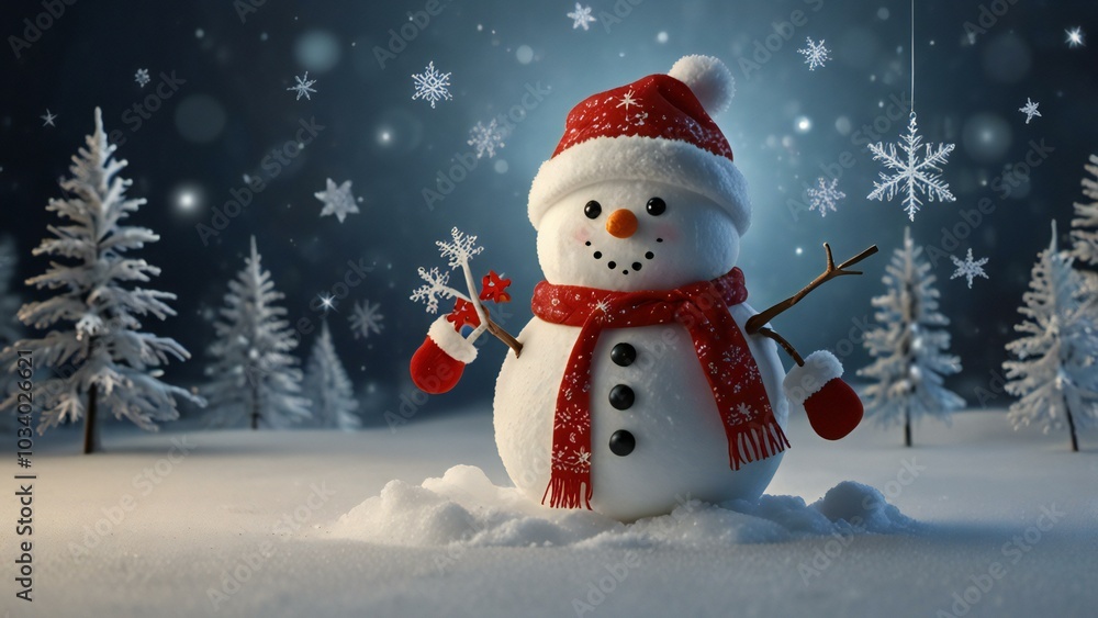 Fototapeta premium snowman on the snow