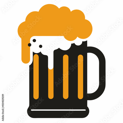 Beer mug silhouette vector illustration on white background