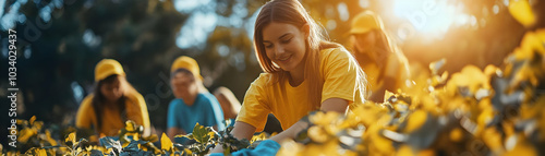 Engaging Communities for Sustainability: Employees Organizing a Spontaneous Clean-Up Event, Showcasing Teamwork and Determination in Corporate Social Responsibility - Wide Shot Photo Stock Concept photo