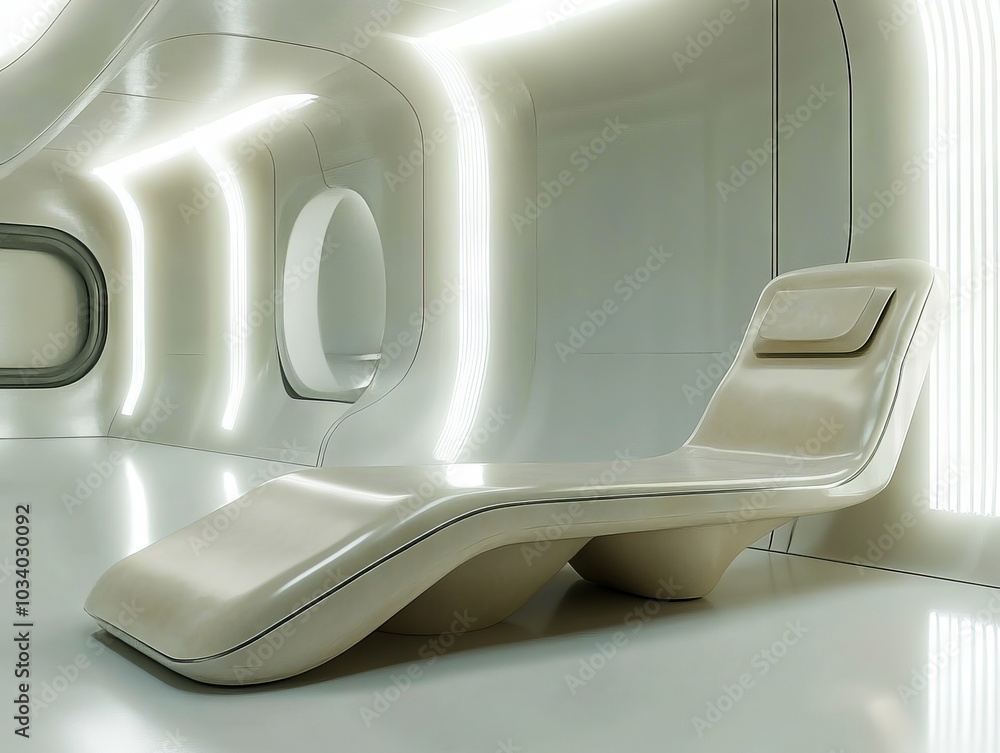 White lounge chair sitting in room with window White lounge chair sitting in room with window