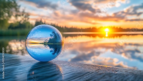 Crystal Ball Sunset Reflection