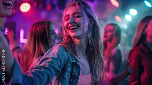 Group of friends having fun and dancing together at a social gathering