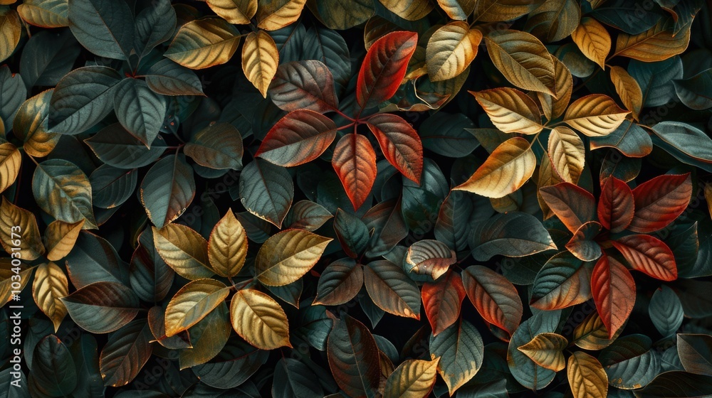 Fototapeta premium A cluster of leaves, focused on texture and detail