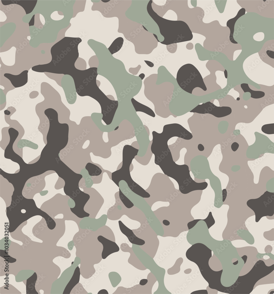 Naklejka premium Camouflage pattern background seamless vector illustration. Classic clothing style masking camo repeat print. Green brown black olive colors forest texture