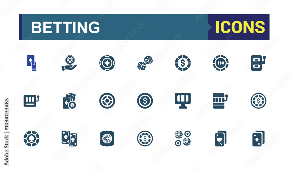 Betting related solid icons set. Containing playing cards, poker chips jackpot and more. Filled icon collection. Glyph editable symbol pack. Pixel perfect casino icon collection. Betting related solid icons set. Containing playing cards, poker chips jackpot and more. Filled icon collection. Glyph editable symbol pack. Pixel perfect casino icon collection.