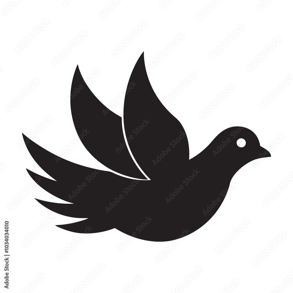 Silhouette of a Dove vector illustration with white background Silhouette of a Dove vector illustration with white background