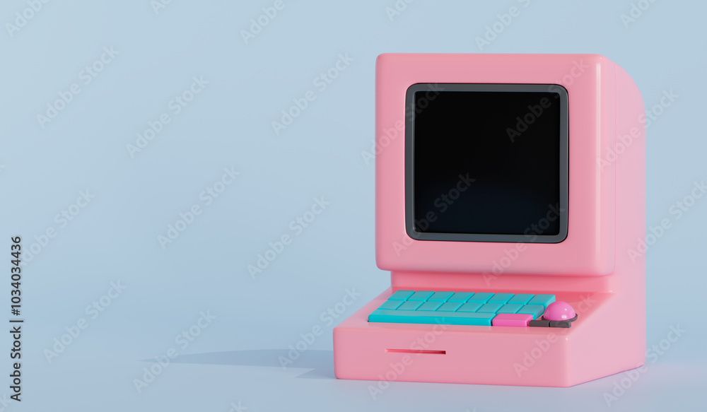 3d retro computer illustration on isolated background with space for copy 3d retro computer illustration on isolated background with space for copy