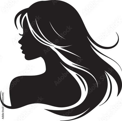 This Woman's Silhouette with Flowing Hair Exudes Elegance.