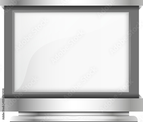 Advertising stand box with blank screen. Realistic display photo