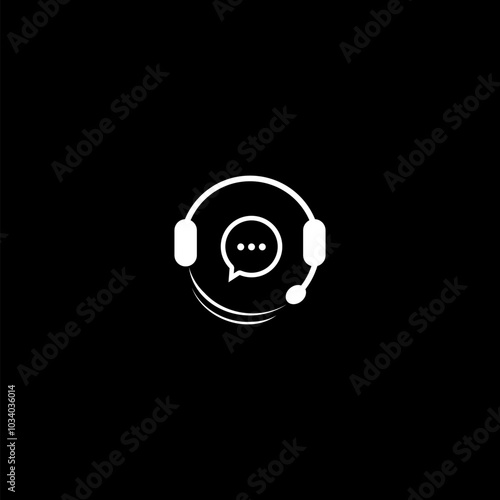  Technical support online call center. Template for helpline support service on black background.