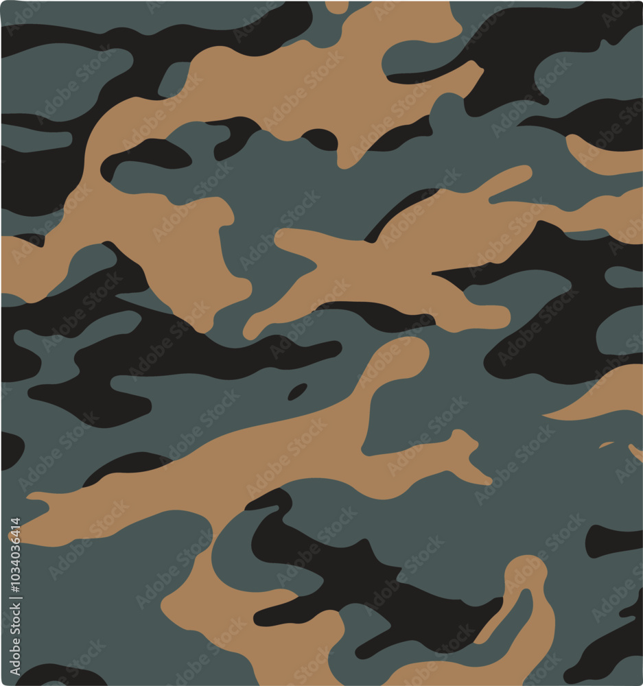 Camouflage pattern background seamless vector illustration. Classic clothing style masking camo repeat print. Green brown black olive colors forest texture Camouflage pattern background seamless vector illustration. Classic clothing style masking camo repeat print. Green brown black olive colors forest texture