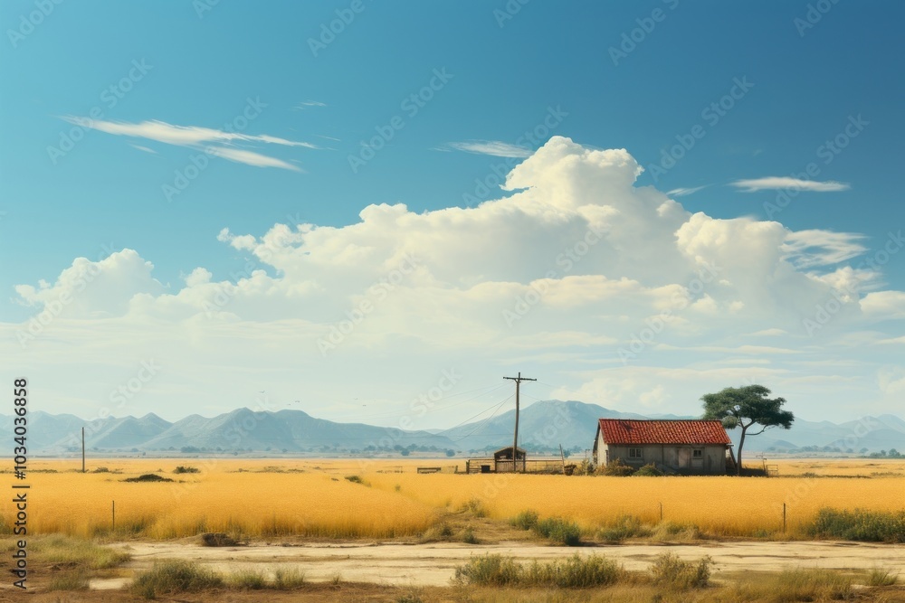 Fototapeta premium Minimal asian countryside architecture landscape outdoors.