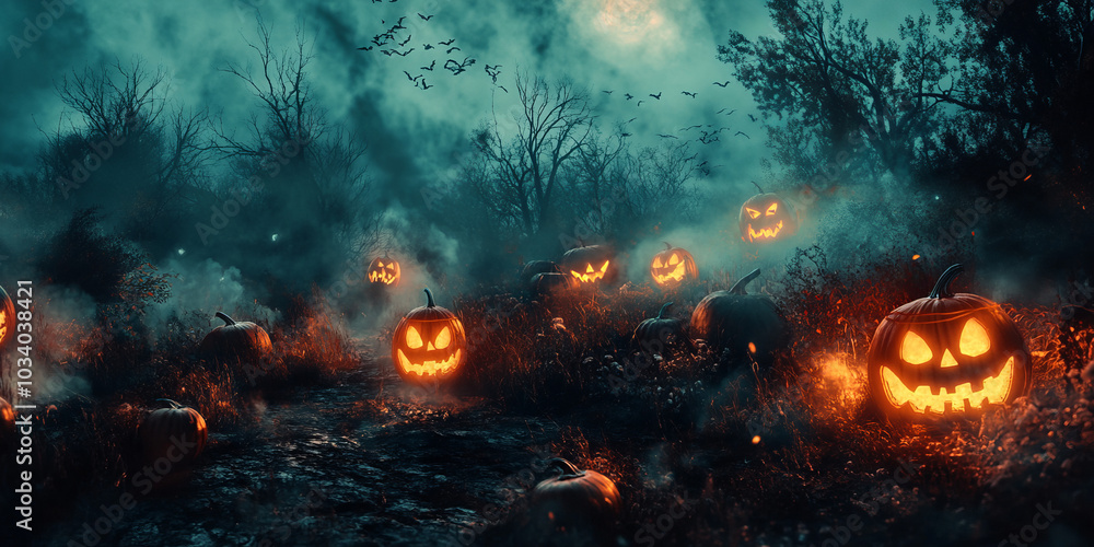 Halloween Background,Fiery inferno engulfs the forest, casting an eerie glow against the night sky,Generated By Ai Halloween Background,Fiery inferno engulfs the forest, casting an eerie glow against the night sky,Generated By Ai