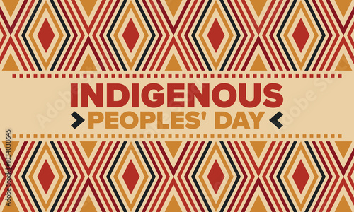 Indigenous Peoples' Day. Native American Day. American Indian culture. Heritage Month. Celebrate annual in United States. Tradition pattern. Poster, card, banner and background. Vector illustration