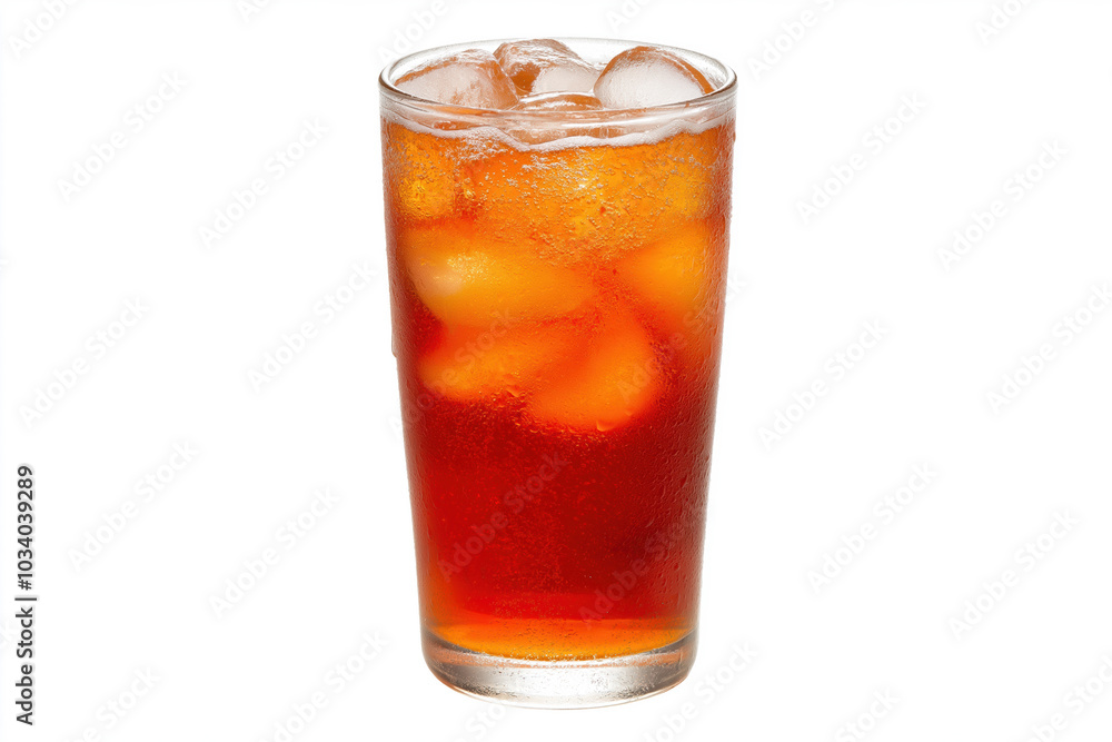 Refreshing iced tea in a tall glass filled with ice, perfect for a hot summer day Refreshing iced tea in a tall glass filled with ice, perfect for a hot summer day