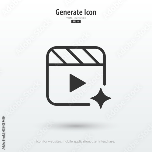 AI generated video icon. Video generative by Machine learning. AI enters by command prompt to generate ideas. Icon element for apps web. Vector illustration.