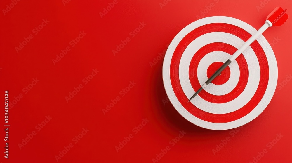 A bullseye target with a red arrow, symbolizing precision and goals, set against a vibrant red background. A bullseye target with a red arrow, symbolizing precision and goals, set against a vibrant red background.