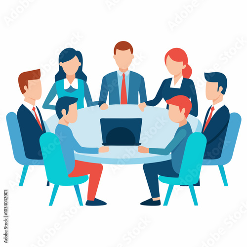 Business team in a meeting silhouette vector illustration on white background