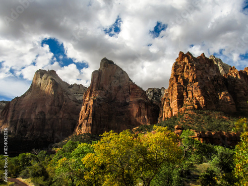 The court of the Patriarchs, in Zion National Park, Utah, USA, in autumn, photo