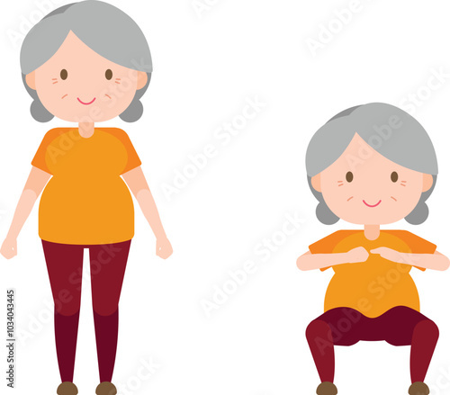 Illustration old woman exercise - Squat