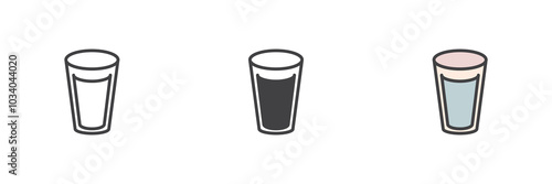 Glass of water different style icon set