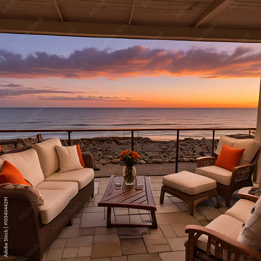 Fototapeta premium lounge chairs at sunset