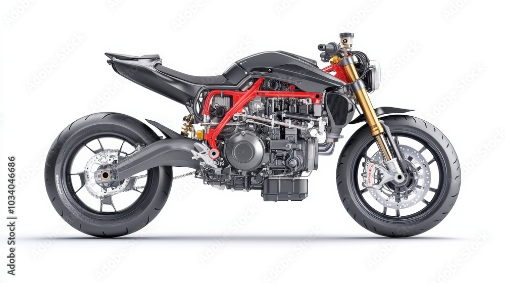 Powerful Red Motorcycle with Advanced Design for Adrenaline Fueled Rides in the City Powerful Red Motorcycle with Advanced Design for Adrenaline Fueled Rides in the City