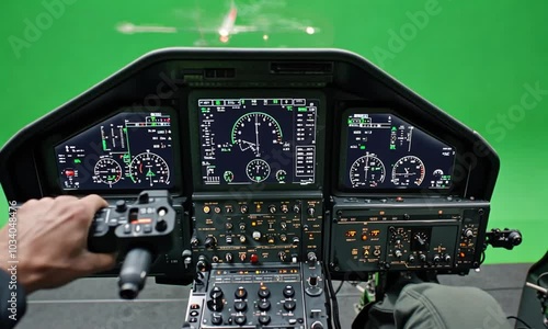 Helicopter Cockpit with Green Screen Background