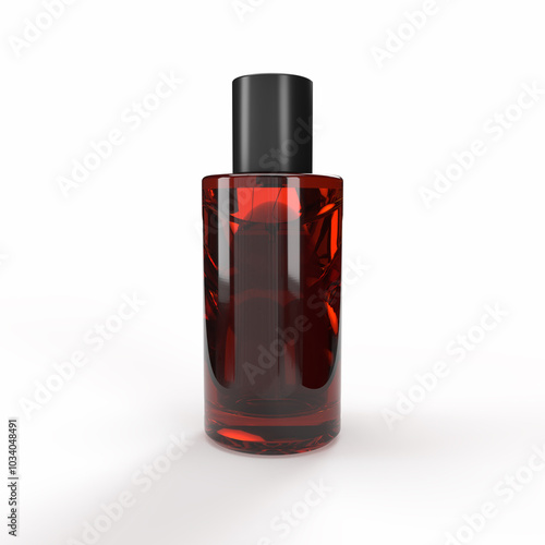 red bottle of perfume isolated. 3D rendering
