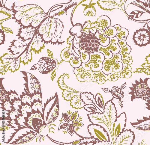 Big flowers pattern, upscale floral pattern. graphical textures floral, trendy colors pattern , flowers background with leaves. vector illustration,tropical,monochrome