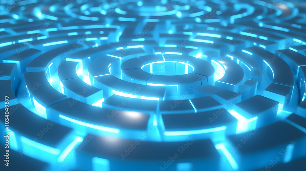 3D Holographic White Labyrinth with Glowing Path for Mental Clarity Journey - Medium Shot Icon on White Background for Problem Solving Messaging 3D Holographic White Labyrinth with Glowing Path for Mental Clarity Journey - Medium Shot Icon on White Background for Problem Solving Messaging