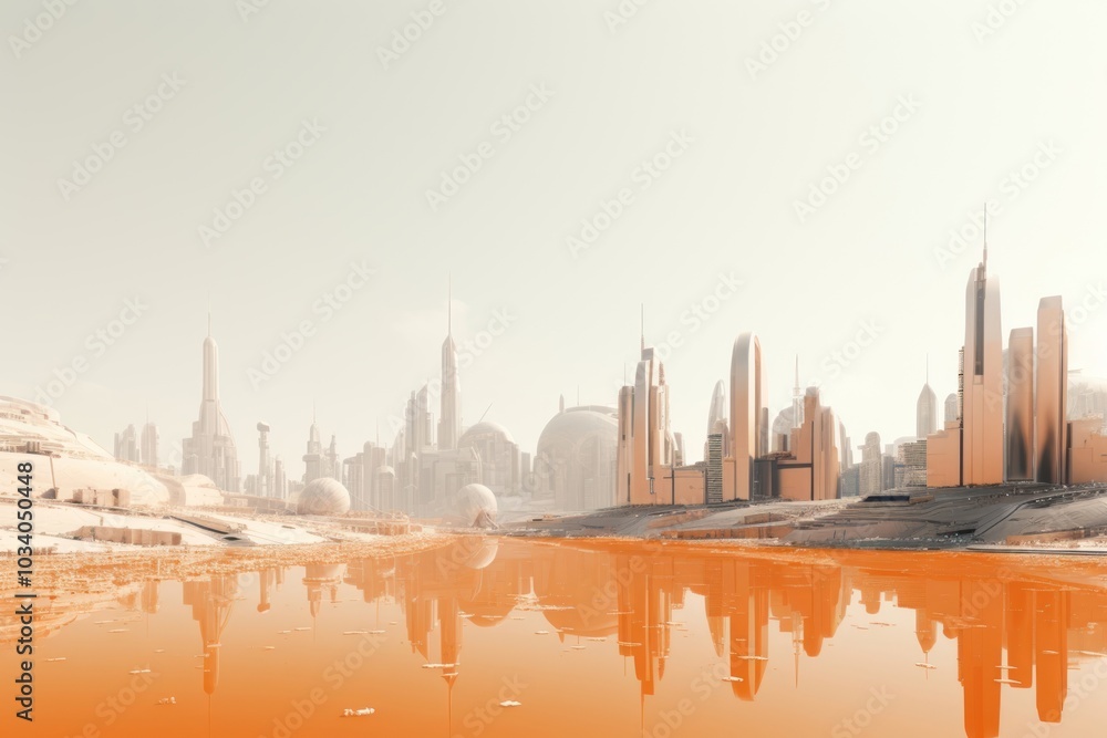 Naklejka premium Future city landscape architecture panoramic.