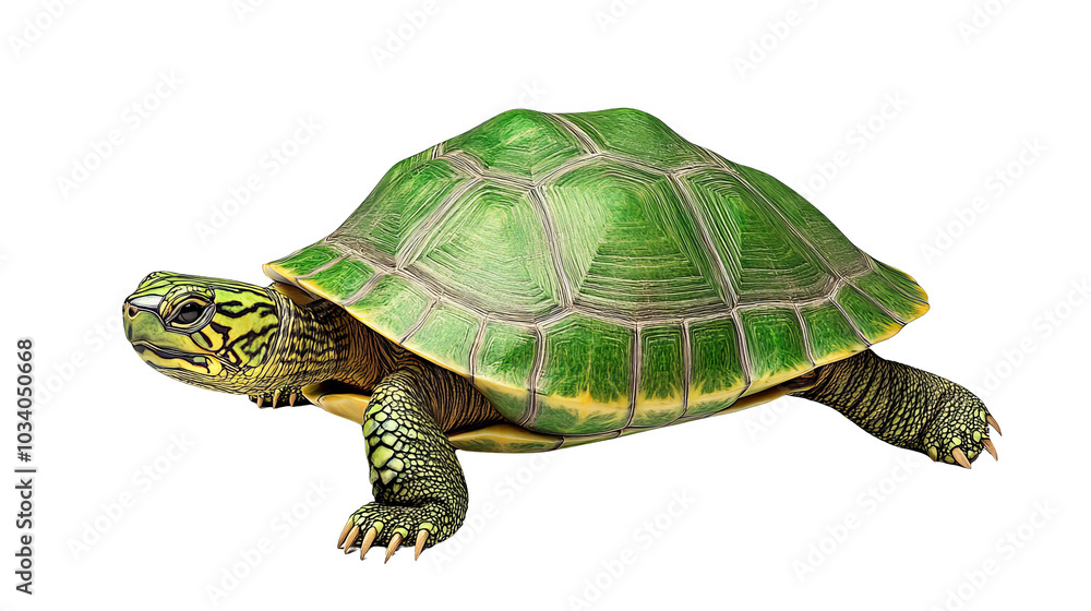 Obraz premium Green turtle on a white isolated background.