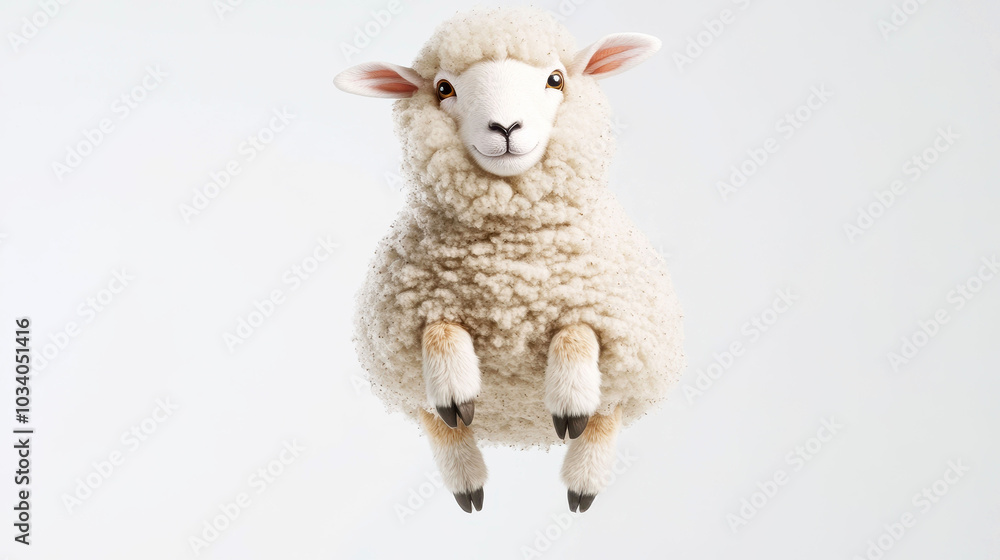 Adorable fluffy sheep floating in a clear sky on a white background, showcasing a whimsical and playful theme Adorable fluffy sheep floating in a clear sky on a white background, showcasing a whimsical and playful theme