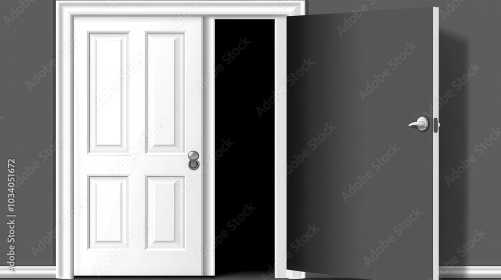 Open door leading to a bright, new world, symbolizing a fresh start Open door leading to a bright, new world, symbolizing a fresh start