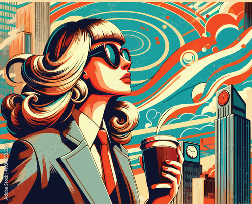 background with girl ho keep a coffee