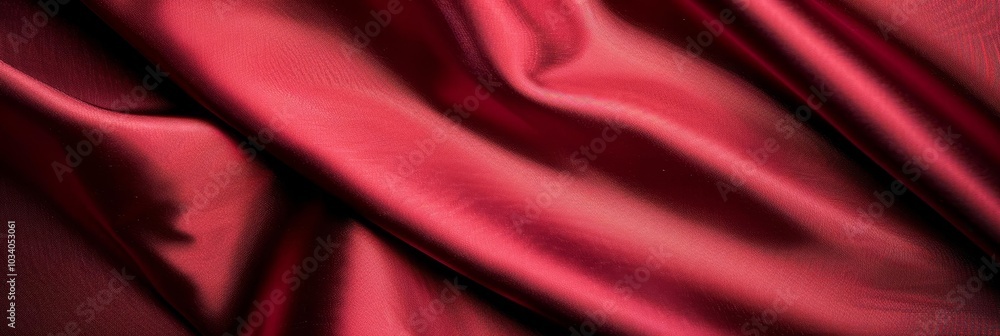 Closeup of smooth, rich red satin fabric with flowing folds. Closeup of smooth, rich red satin fabric with flowing folds.