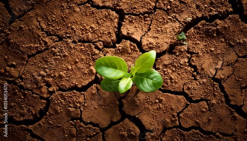 inspiring sprout on the broken dry ground photo