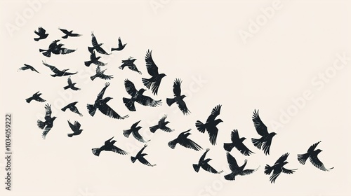 Majestic wings a soaring flock of flying birds in perfect formation, a symbol of freedom and nature's beauty