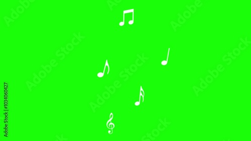 note music animated icon symbol note music do re mi fa sol la si do green screen 4k looping