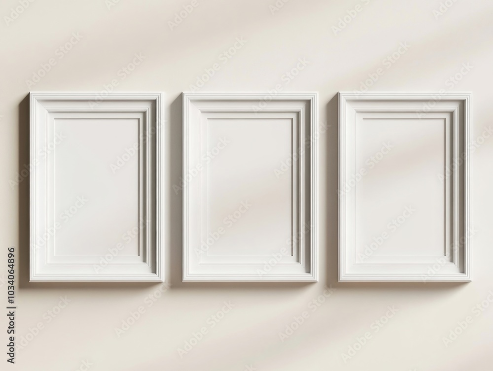Three Picture Frames on a Wall Three Picture Frames on a Wall