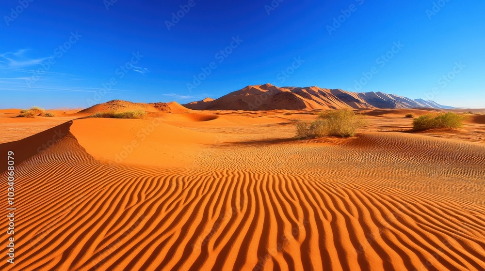 Vast Arid Desert with Golden Sand Dunes Vast Arid Desert with Golden Sand Dunes