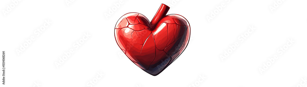 Illustration of a cracked red heart on a white isolated background. Illustration of a cracked red heart on a white isolated background.