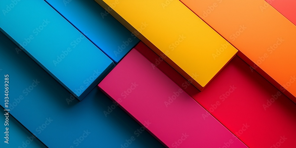 Vibrant abstract art features overlapping colored geometric blocks creating a lively design. Vibrant abstract art features overlapping colored geometric blocks creating a lively design.
