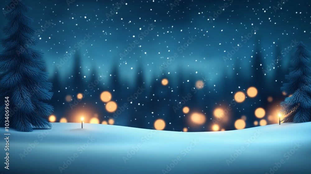 A winter wonderland background with softly falling snow, pine trees, and glowing lights, creating a magical holiday atmosphere A winter wonderland background with softly falling snow, pine trees, and glowing lights, creating a magical holiday atmosphere