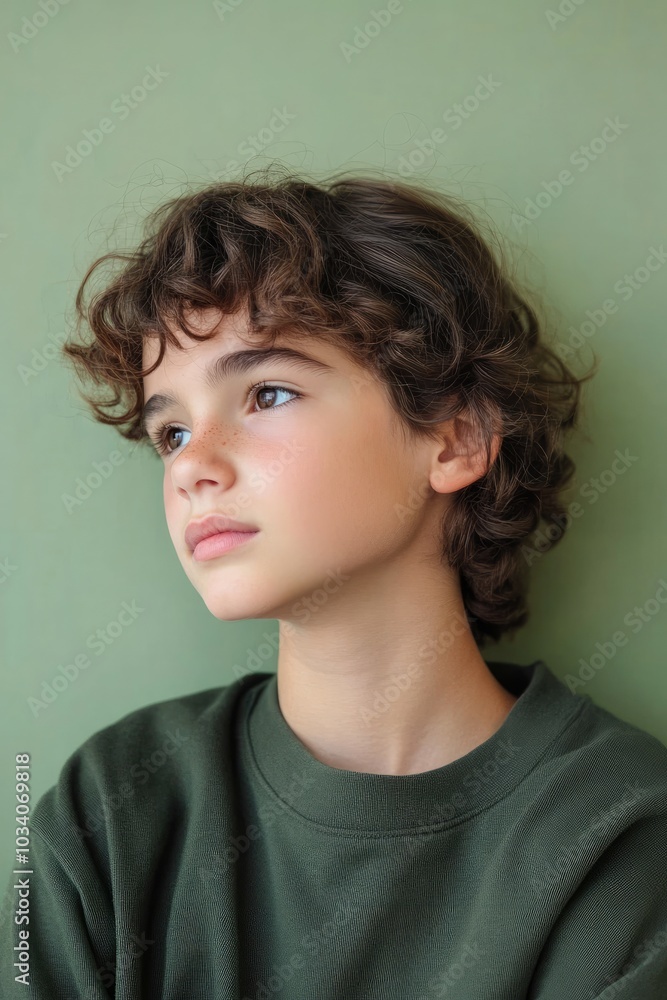 Thoughtful 12-Year-Old Student on Clear Background Thoughtful 12-Year-Old Student on Clear Background